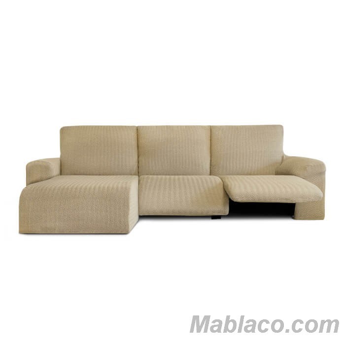 Funda de sofá bi-elástica para chaise longue Suiza con brazo largo o corto