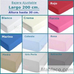 Sábana Bajera Medida Especial Largo 200 cm. y altura hasta 30 cm. Royal en 10 colores a elegir