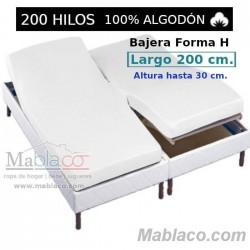 Sábana Bajera Cama Arituclada 100% Algodón 200 hilos Forma H Largo 200 cm y altura hasta 30 cm Royal