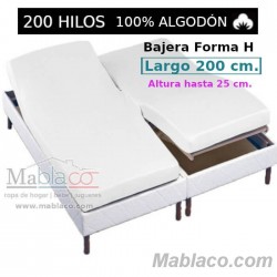 Sábana Bajera Cama Articulada 100% Algodón 200 hilos Forma H Largo 200 cm y altura hasta 25 cm Royal