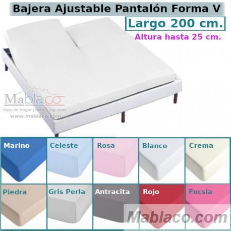 Sábana Bajera Lisa Cama Articulada Pantalón Forma V Largo 200 cm y altura hasta 25 cm Royal en 10 colores