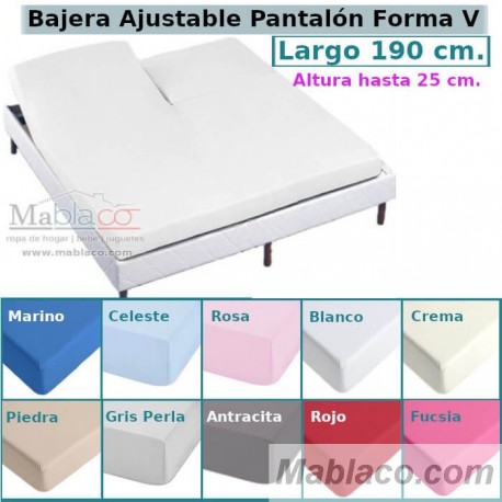 Sábana Bajera Lisa Cama Articulada Pantalón Forma V Largo 190 cm y altura hasta 25 cm Royal en 10 colores