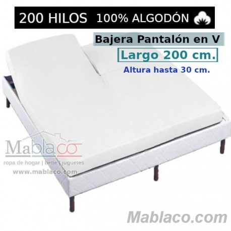 Sábana Bajera Cama Articulada 100% Algodón 200 hilos Pantalón Forma V Largo 200 cm y altura hasta 30 cm Royal