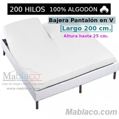 Sábana Bajera Cama Arituclada 100% Algodón 200 hilos Pantalón Forma V Largo 200 cm y altura hasta 25 cm Royal