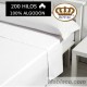 Sábana Encimera Blanca 100% Algodón 200 hilos Royal largo 250 cm para colchones de 180 cm.