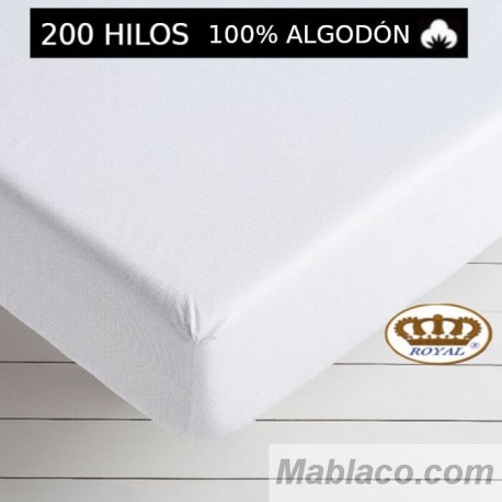 Sábana Bajera Blanca 100% Algodón 200 hilos Royal