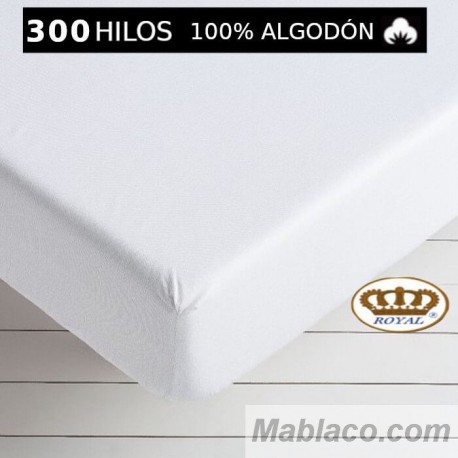 Sábana Bajera Blanca Satén 300 hilos 100% Algodón Royal