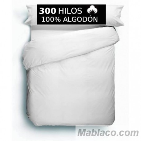 Funda Nórdica 100% Algodón Satén 300 hilos Blanca Lisa Royal 1 pieza