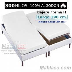 Sábana Bajera Cama Articulada 100% Algodón Satén 300 hilos Forma H Largo 190 cm y altura hasta 30 cm Royal