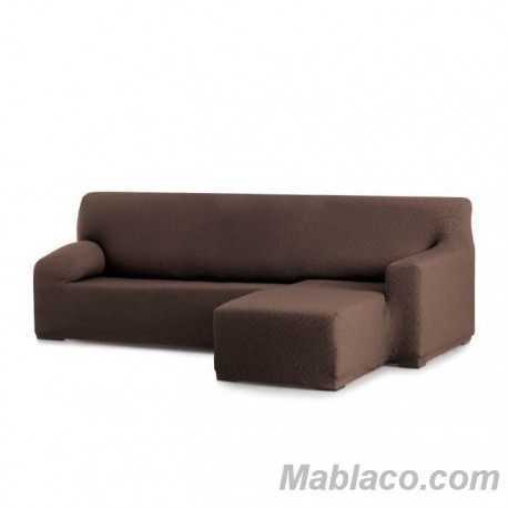 Funda Sofá Chaise Longue Elástica Arion Brazo Corto Derecho Marrón