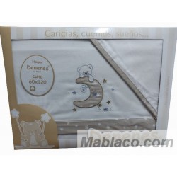 Juego Sábanas Bebé Invierno Microlina Oso Luna Beige