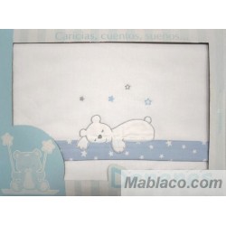 Juego Sábanas Bebé Invierno Microlina Osito Durmiendo Azul