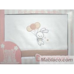 Juego Sábanas Bebé Invierno Microlina Conejo Rosa