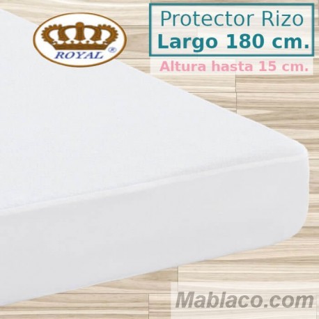 Protector Colchón Rizo Algodón Impermeable transpirable Largo Especial 180 cm Alto hasta 15 cm ROYAL