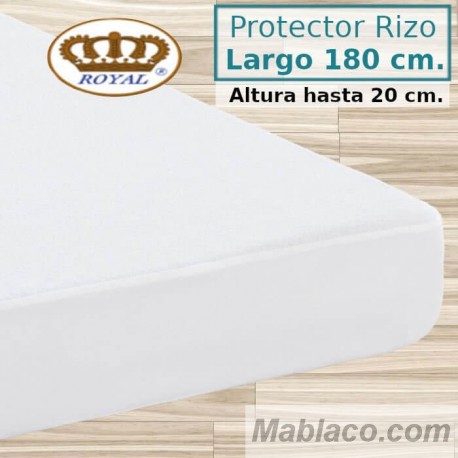 Protector Colchón Rizo Algodón Impermeable transpirable Largo Especial 180 cm Alto hasta 20 cm ROYAL