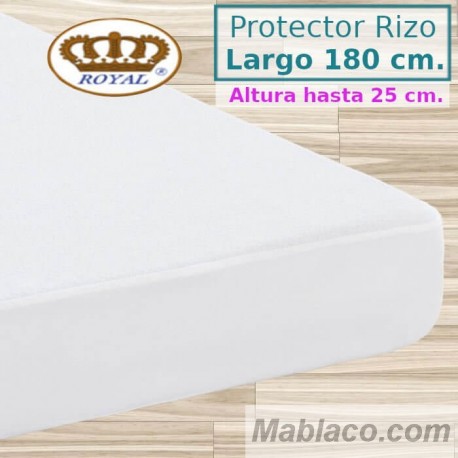 Protector Colchón Rizo Algodón Impermeable transpirable Largo Especial 180 cm Alto hasta 25 cm ROYAL