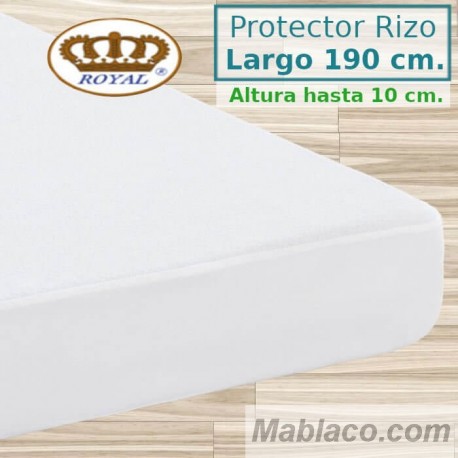 Protector Colchón Rizo Algodón Impermeable transpirable Largo Especial 190 cm Alto hasta 10 cm ROYAL