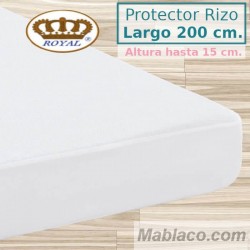  Protector Colchón Rizo Algodón Impermeable transpirable Largo Especial 200 cm Alto hasta 15 cm ROYAL