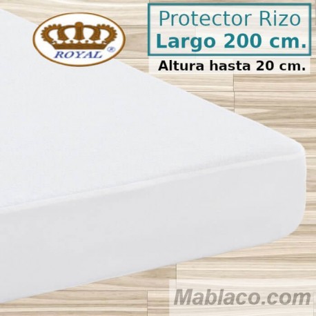 Protector Colchón Rizo Algodón Impermeable transpirable Largo Especial 200 cm Alto hasta 20 cm ROYAL