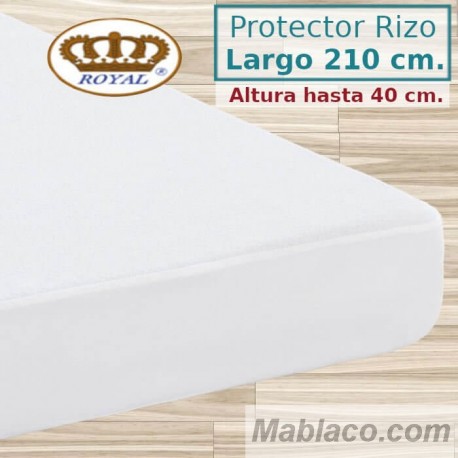 Protector Colchón Rizo Algodón Impermeable transpirable Largo Especial 210 cm Alto hasta 40 cm ROYAL