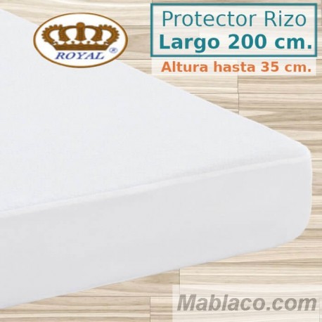 Protector Colchón Rizo Algodón Impermeable transpirable Largo 200 cm Alto hasta 35 cm