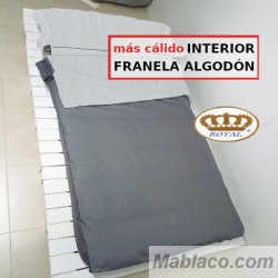 Saco Nórdico Bebé Franela Algodón gris Liso Bicolor Antracita Con Cremallera y Fuelle Royal