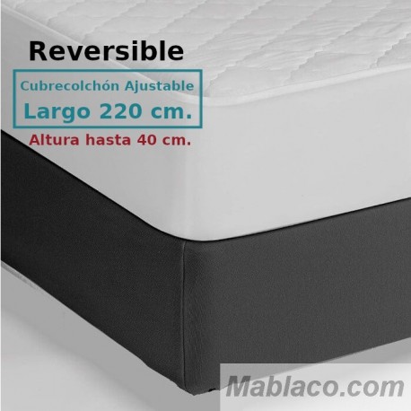 Cubrecolchón Acolchado Reversible AMBAR 2 Royal Tela / Tela Largo Especial 220 cm Alto hasta 40 cm ROYAL