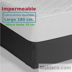 Protector Colchón Acolchado Impermeable y Transpirable AMBAR 1 Tela reverso PU Largo Especial 180 cm Alto hasta 10 cm ROYAL