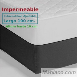 Protector Colchón Acolchado Impermeable y Transpirable AMBAR 1 Tela reverso PU Largo Especial 190 cm Alto hasta 10 cm ROYAL