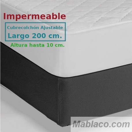 Protector Colchón Acolchado Impermeable y Transpirable AMBAR 1 Tela reverso PU Largo Especial 200 cm Alto hasta 10 cm ROYAL