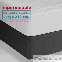 Protector Colchón Acolchado Impermeable y Transpirable AMBAR 1 Tela reverso PU Largo Especial 210 cm Alto hasta 15 cm ROYAL