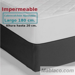 Protector Colchón Acolchado Impermeable y Transpirable AMBAR 1 Tela reverso PU Largo Especial 180 cm Alto hasta 20 cm ROYAL