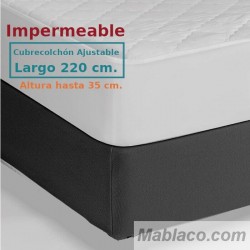 Protector Colchón Acolchado Impermeable y Transpirable AMBAR 1 Tela reverso PU Largo Especial 220 cm Alto hasta 35 cm ROYAL