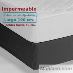 Protector Colchón Acolchado Impermeable y Transpirable AMBAR 1 Tela reverso PU Largo Especial 190 cm Alto hasta 40 cm ROYAL