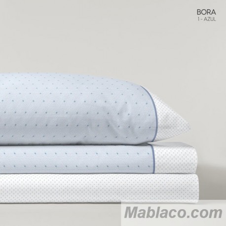 Juego de Sábanas Bora Azul 100% Algodón Cama 160