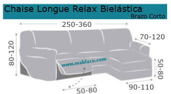 Funda de sofa chaise longue relax derecha tela bielastica calidad puf  cuadrado
