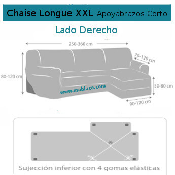 Funda Sofá Relax Chaise Longue Izquierdo Corto (250-360 cm) Gris